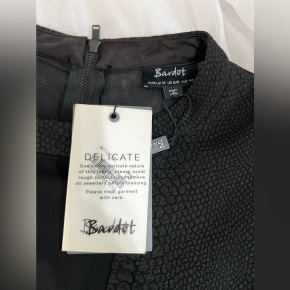 NWT Bardot Womens Black Croc Snake Textured Panel Sheer Cut Sheath Dress Size 8 - Picture 7 of 11